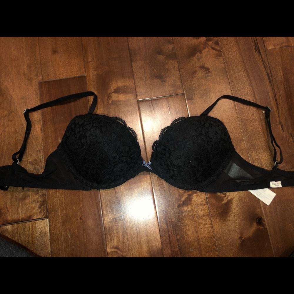Gilly Hicks Push Em Up Plunge Black Lace Bra 34B